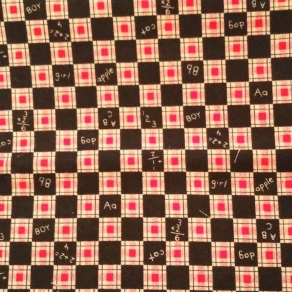 FABRIC #1176 - Cotton - Plaid Chalkboard Classroom Patchwork Teacher 3 pieces